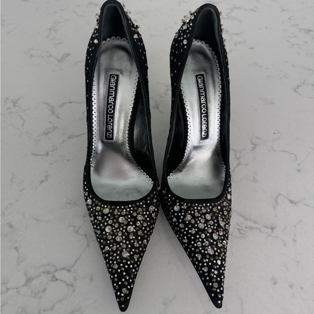 Gianmarco Lorenzi Black Studded Women's Heels